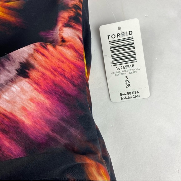 Torrid 5X Ruched Swim Brief Stripe Tie Dye Wash Bottoms NWT. BOTTOM ONLY - Picture 5 of 6